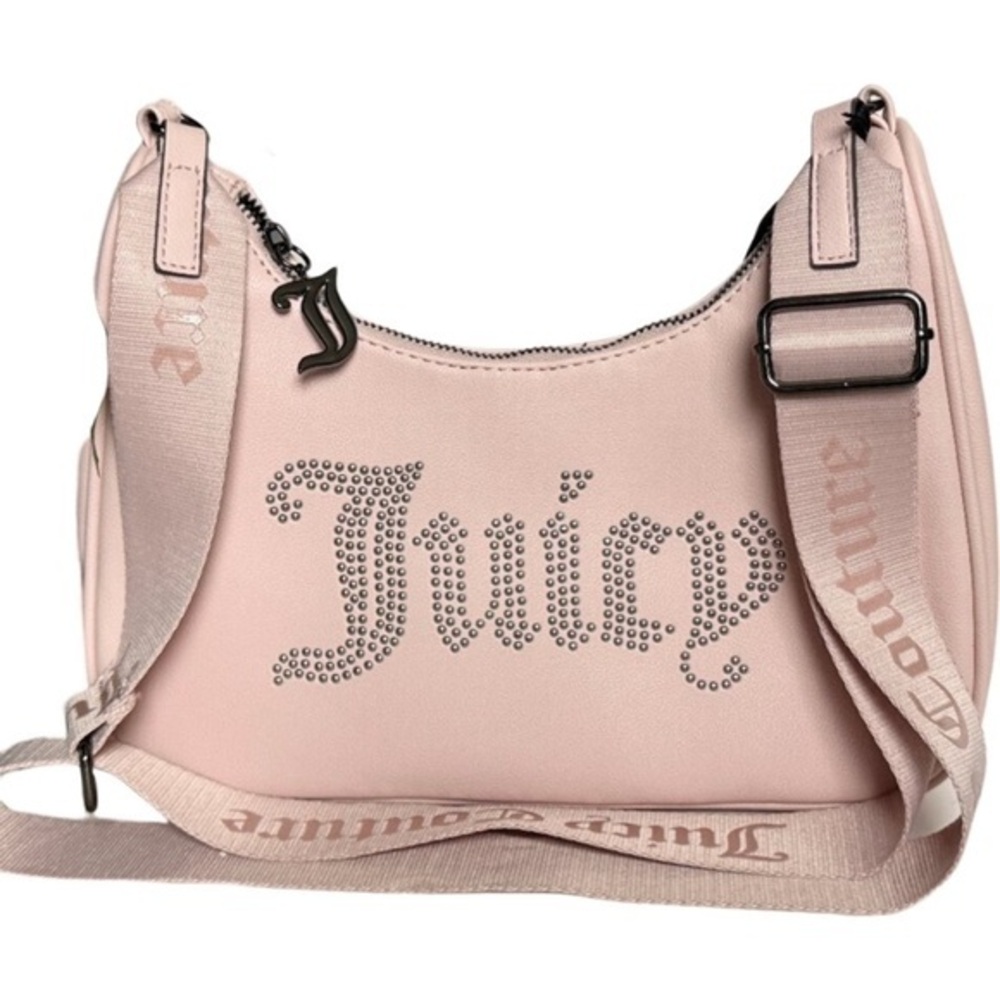 Juicy Couture Pink zip top Obsession Handbag with rhinestone logo